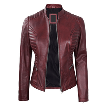 Load image into Gallery viewer, Turbo Women Leather Motorcycle Jacket
