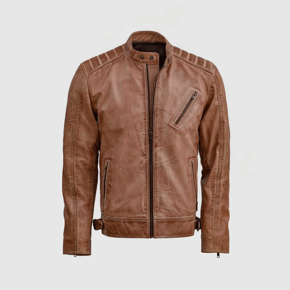 Men leather jacket biker fashion