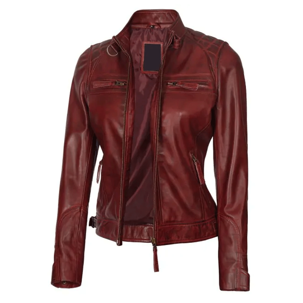 Turbo Ladies Leather Motorcycle Jacket