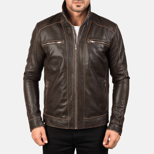 Turbo Men Leather Motorcycle Jacket