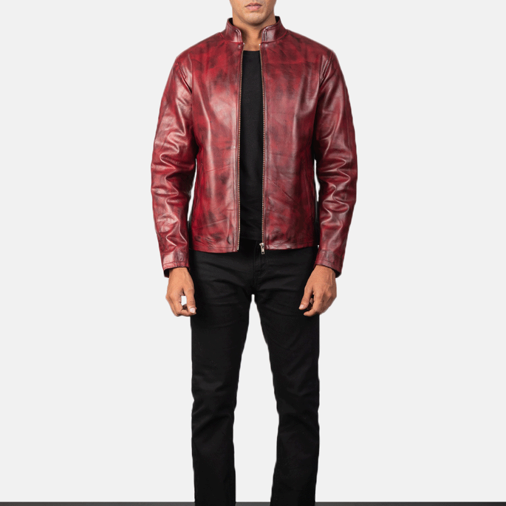 Mens leather jacket lifestyle image