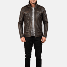 Load image into Gallery viewer, Turbo Men Leather Motorcycle Jacket
