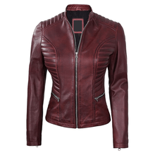 Load image into Gallery viewer, Turbo Women Leather Motorcycle Jacket
