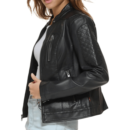 Turbo Women Leather Motorcycle Jacket