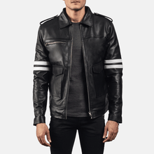 Load image into Gallery viewer, Turbo Black Leather Motorcycle Jacket
