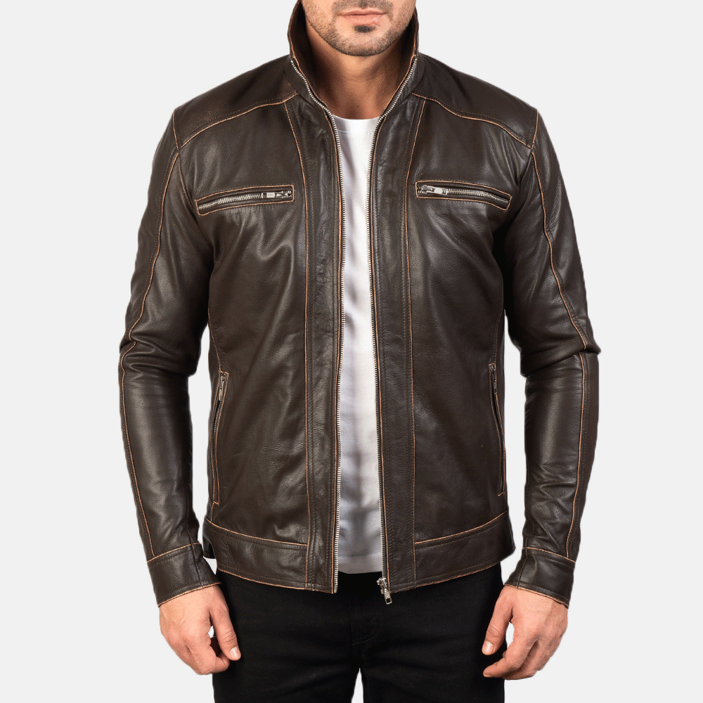 Mens leather jacket modern outerwear