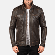 Load image into Gallery viewer, Turbo Men Leather Motorcycle Jacket
