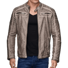 Load image into Gallery viewer, Turbo Men Leather Motorcycle Jacket
