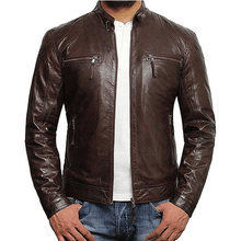 Load image into Gallery viewer, Turbo Men Leather Motorcycle Jacket
