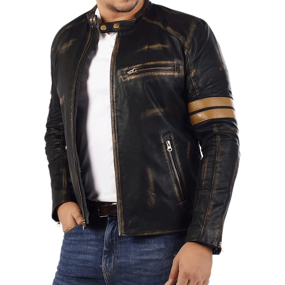 Men biker leather jacket