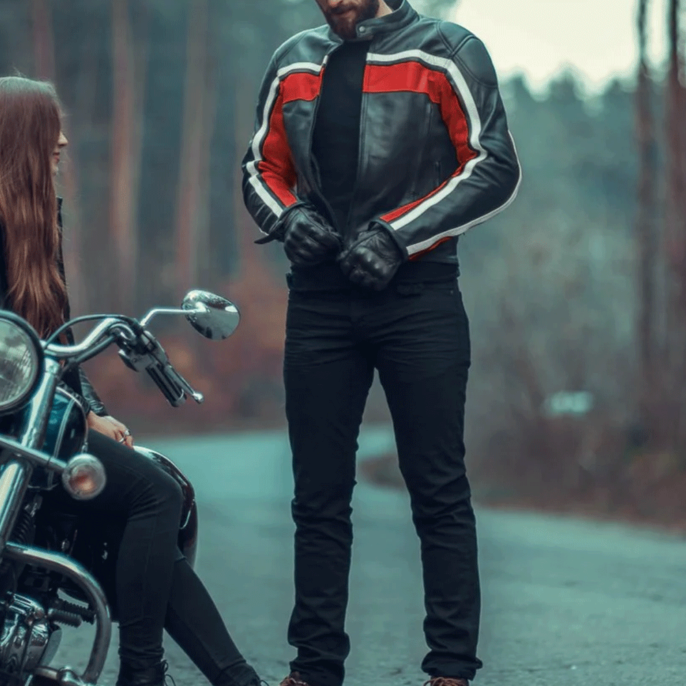 Men leather jacket fashionable image