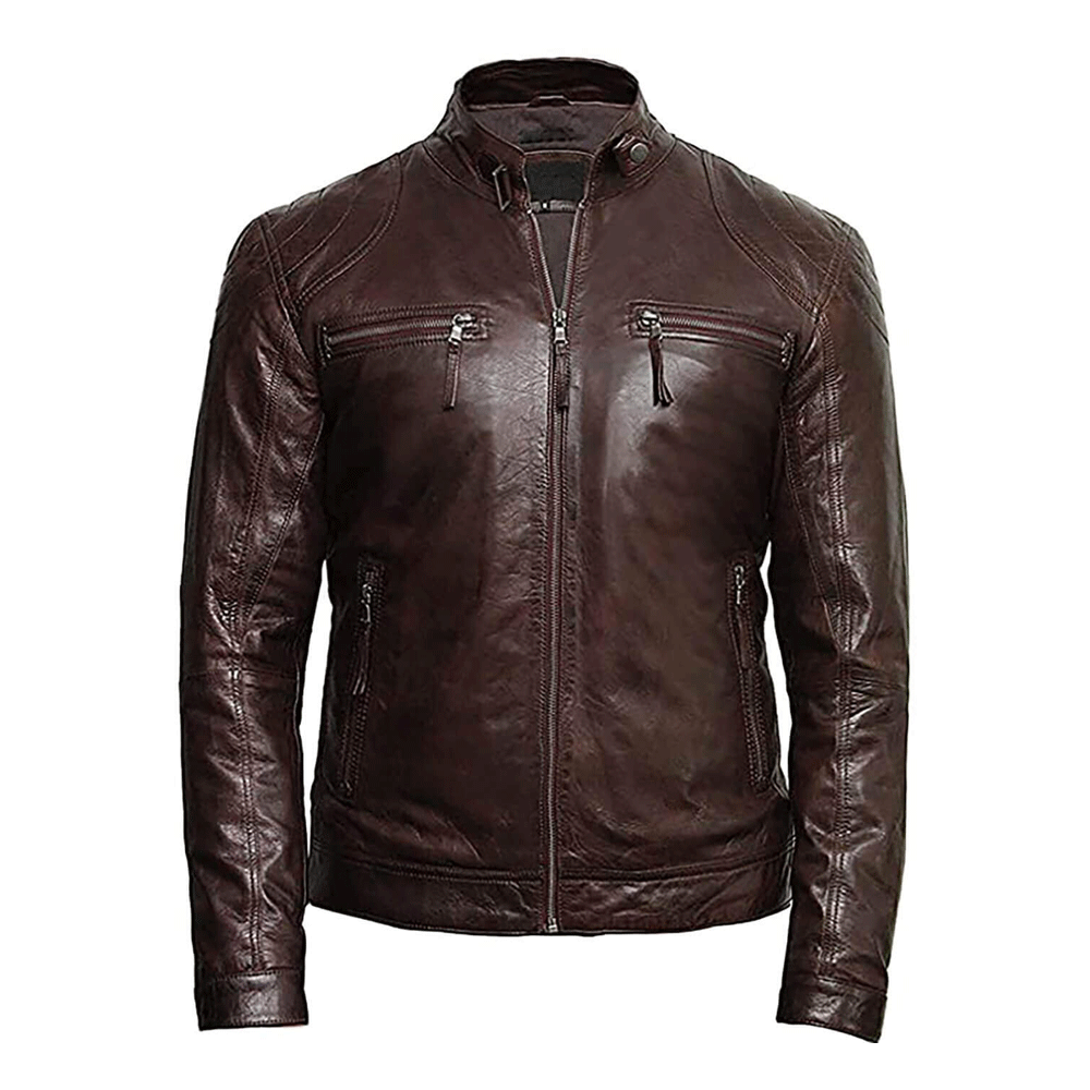 Turbo Men Leather Motorcycle Jacket