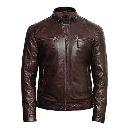 Turbo Men Leather Motorcycle Jacket