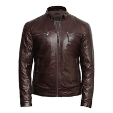 Load image into Gallery viewer, Turbo Men Leather Motorcycle Jacket
