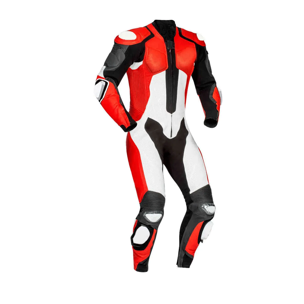 Turbo Red & Black Motorcycle Leather Suit