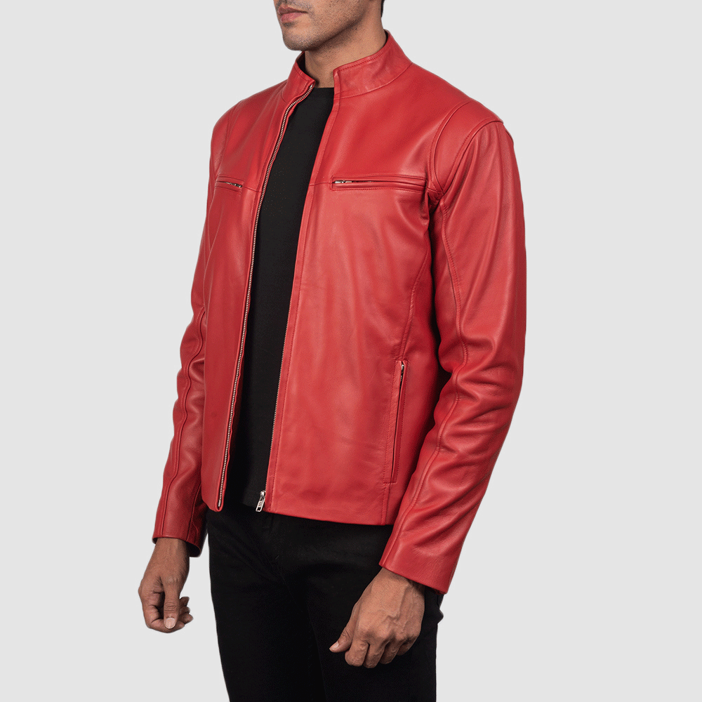 Men leather jacket refined style 