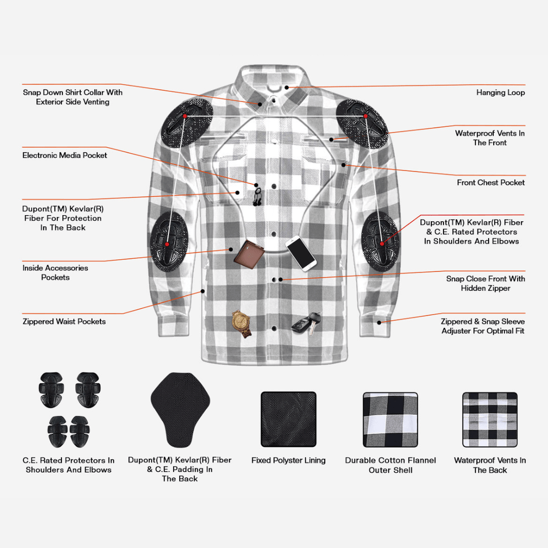 CE Armored Motorcycle Flannel Shirt – Turbo Racegear