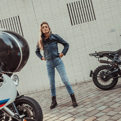 Turbo Blue Motorcycle Leather Jacket