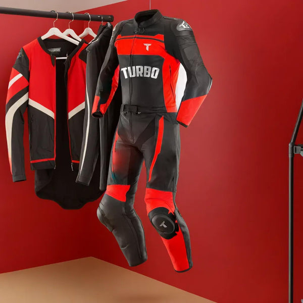 Turbo Red & Black Motorcycle Leather Suit – Turbo Racegear