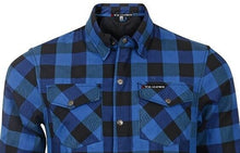 Load image into Gallery viewer, motorcycle checkered blue shirt top design
