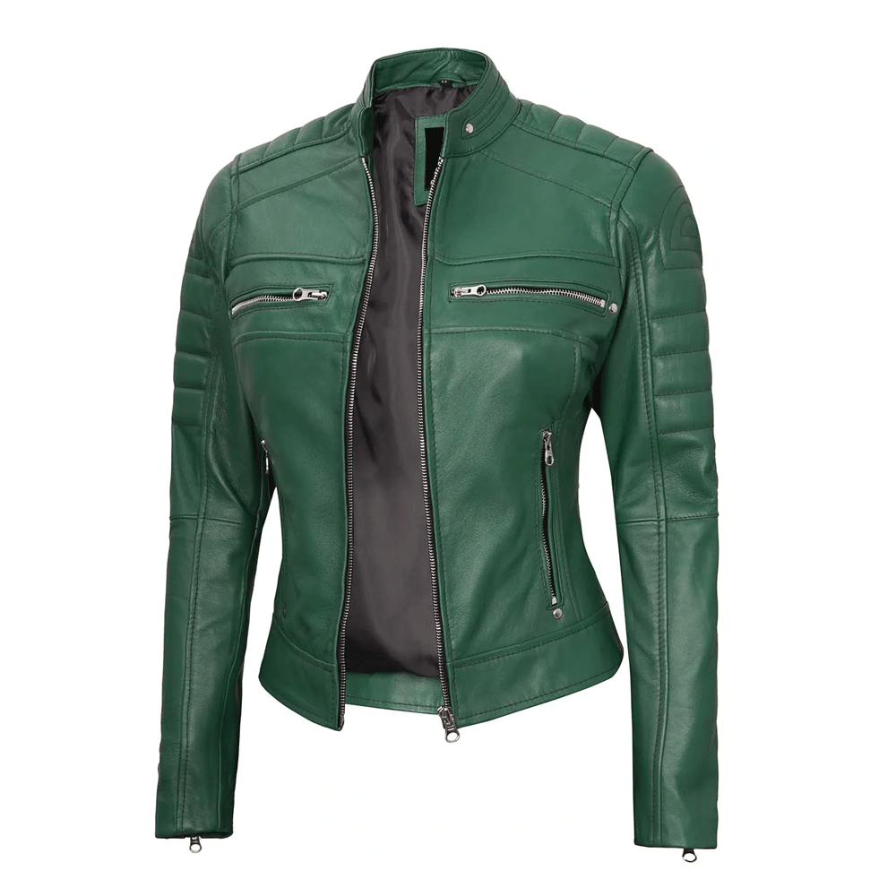 Turbo Ladies Leather Motorcycle Jacket