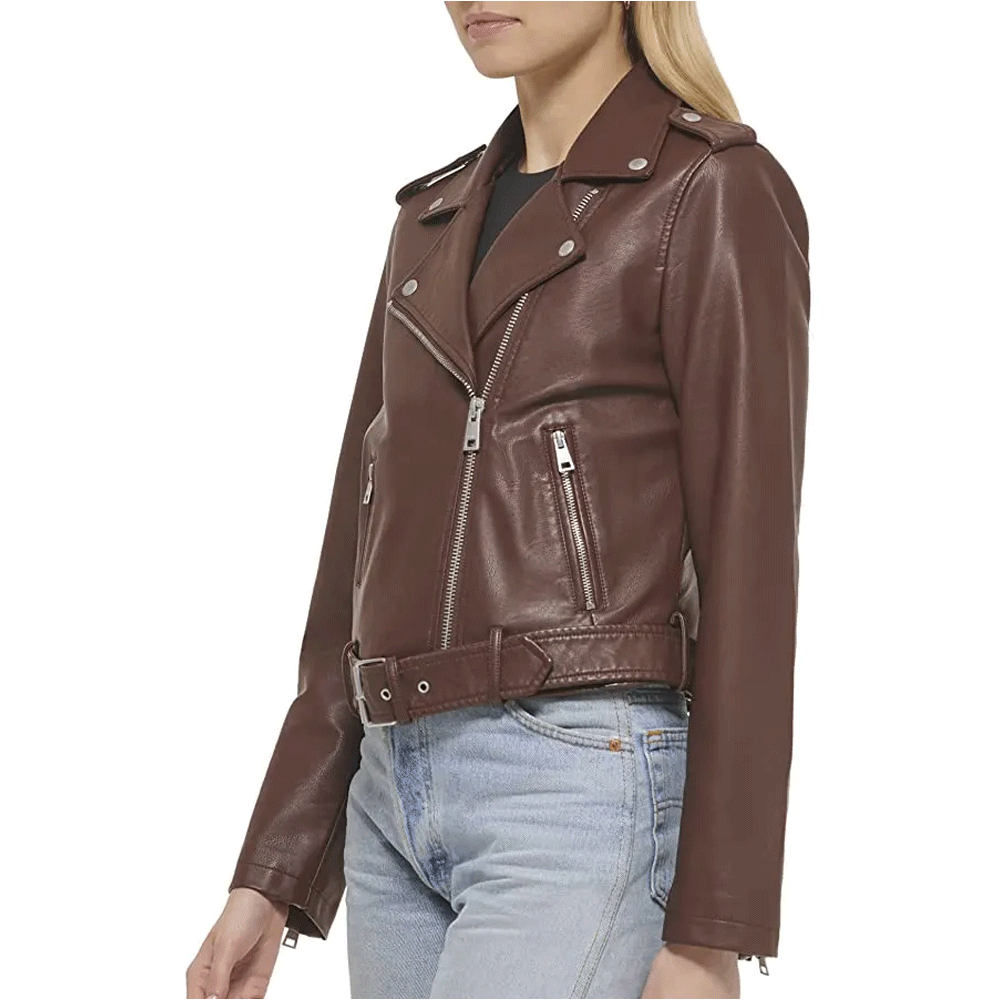 Women leather jacket fashionable outerwear