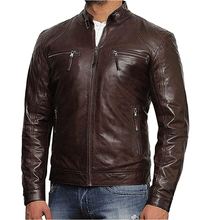 Load image into Gallery viewer, Turbo Men Leather Motorcycle Jacket
