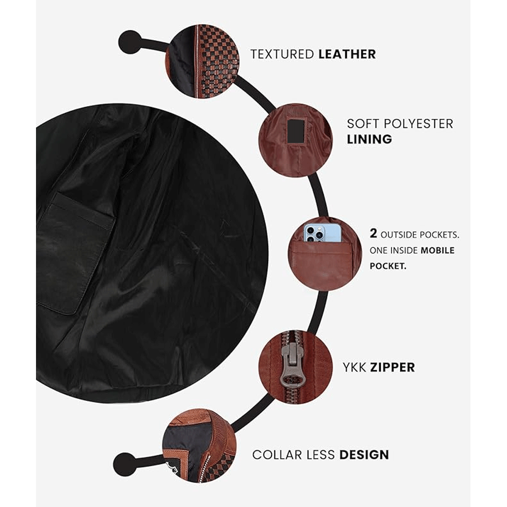 Men leather jacket refined style