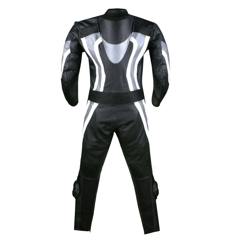 Turbo Silver & Black Motorcycle Leather Suit