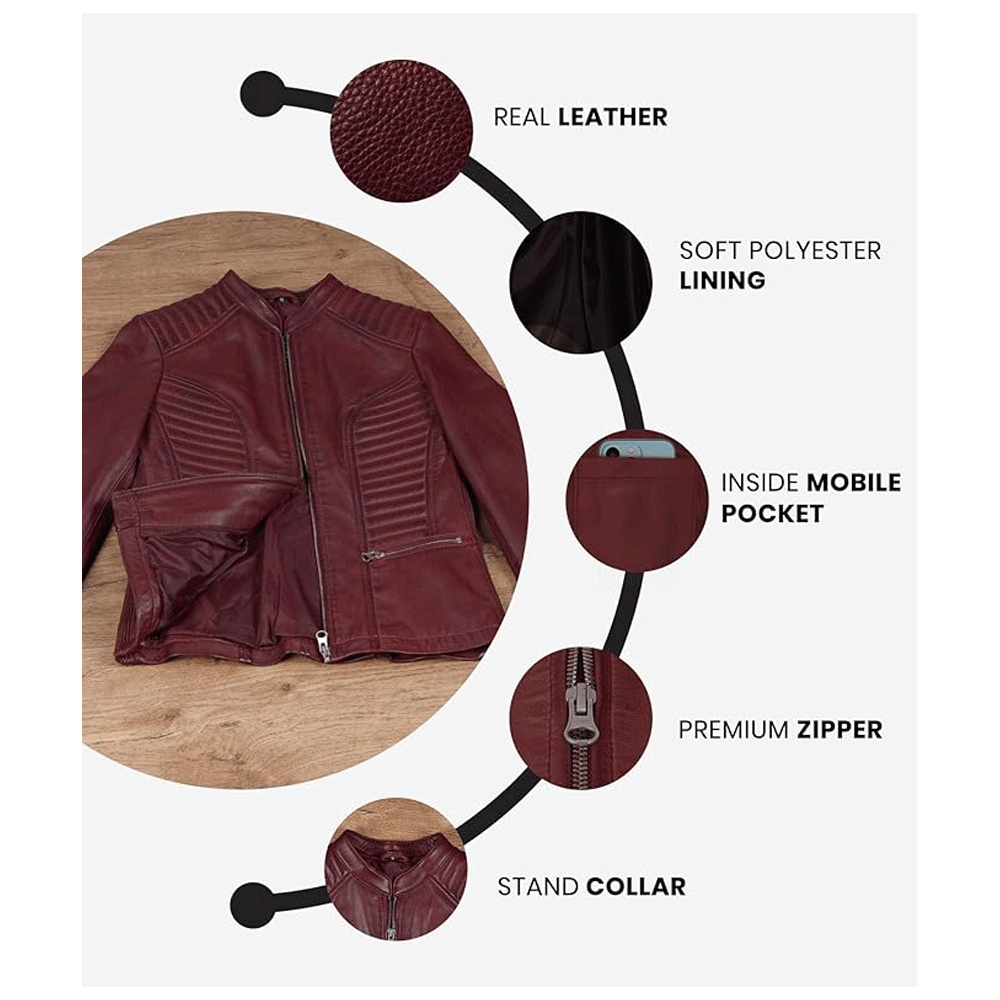 Women leather jacket stylish lifestyle wear