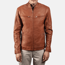 Load image into Gallery viewer, Turbo Brown Motorcycle Leather Jacket
