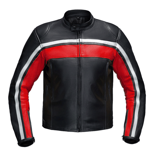 Turbo Red Black Men Motorcycle Leather Jacket