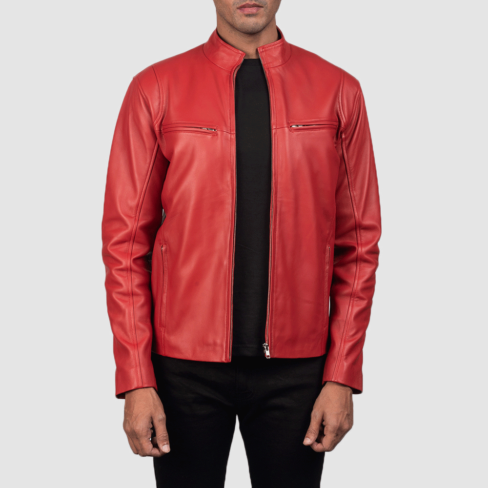 Turbo Red Leather Motorcycle Jacket