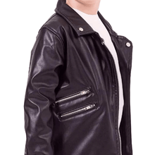 Load image into Gallery viewer, Kid Motorcycle Leather jacket in  Black
