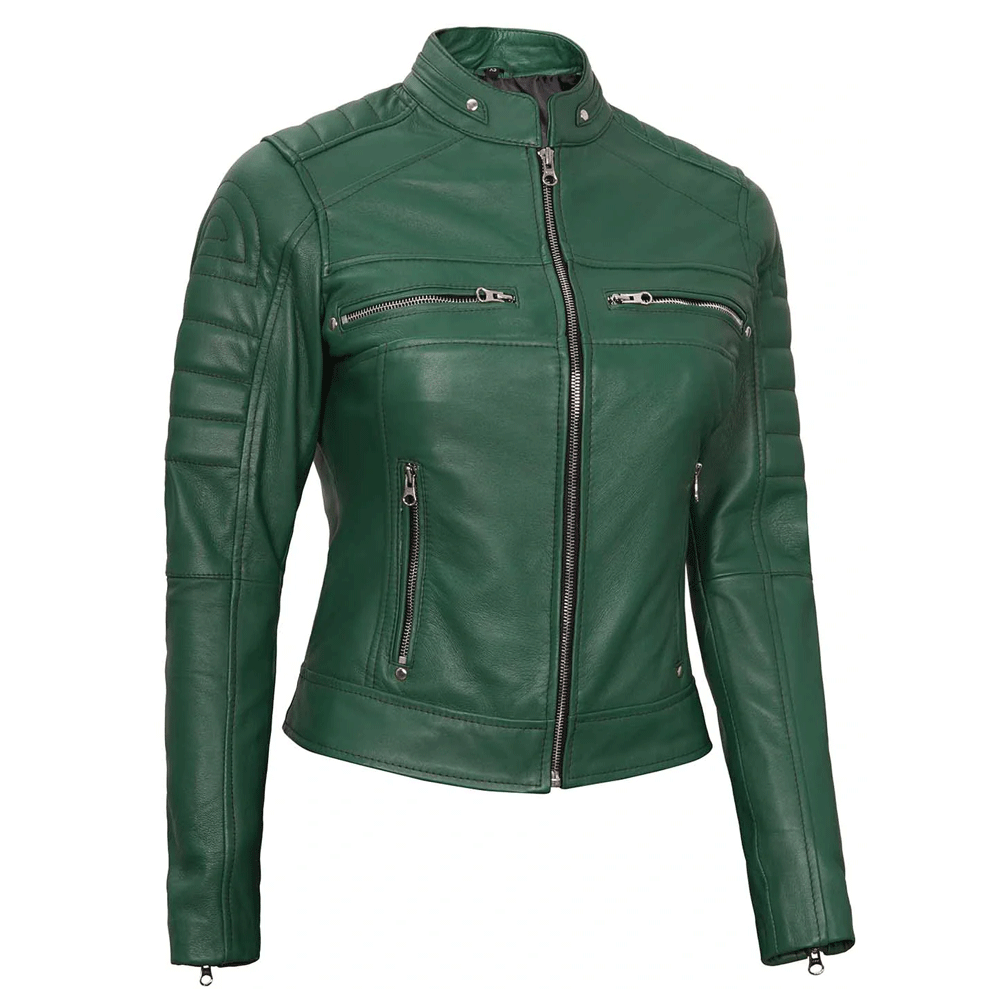 Women biker leather jacket