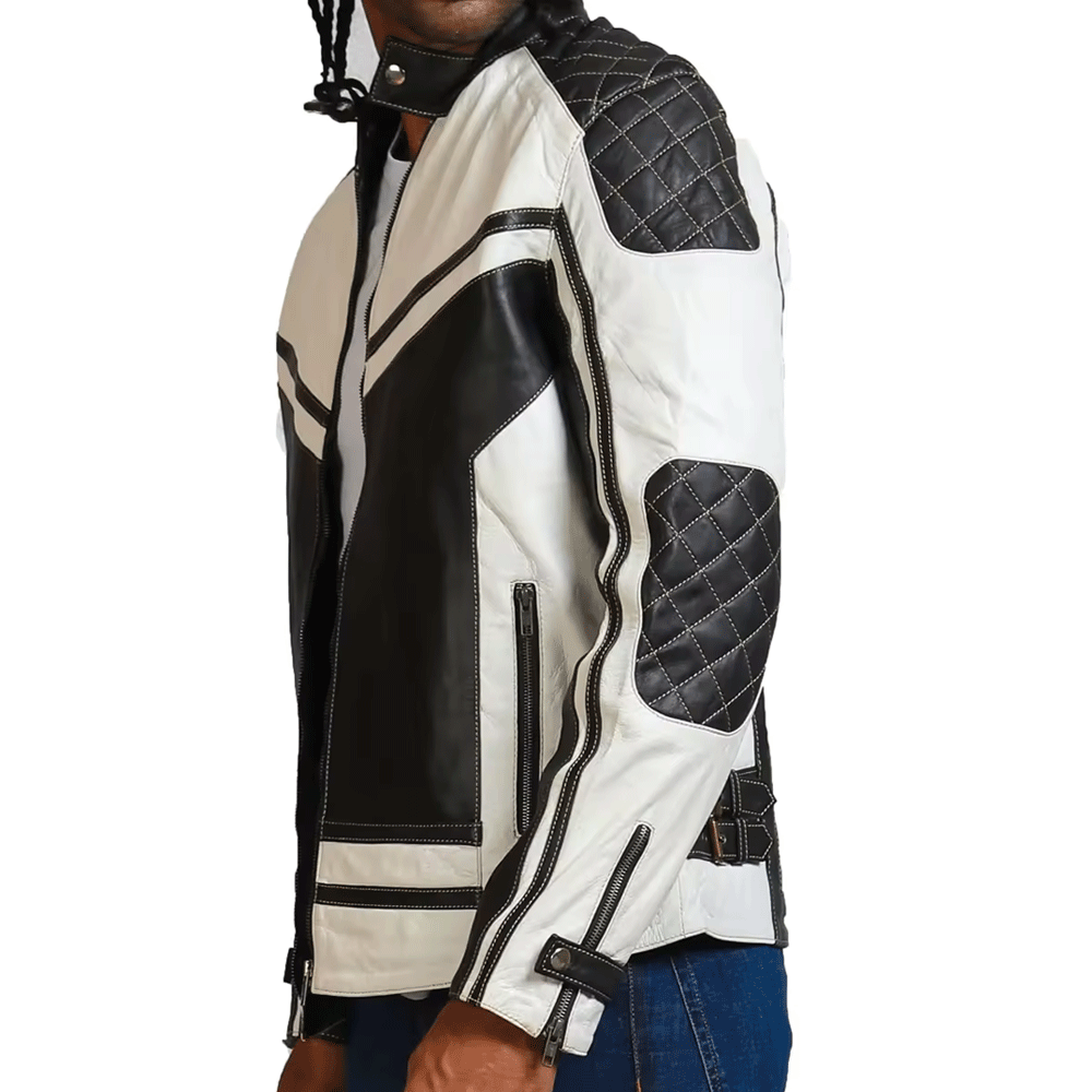 Mens leather jacket stylish outerwear 