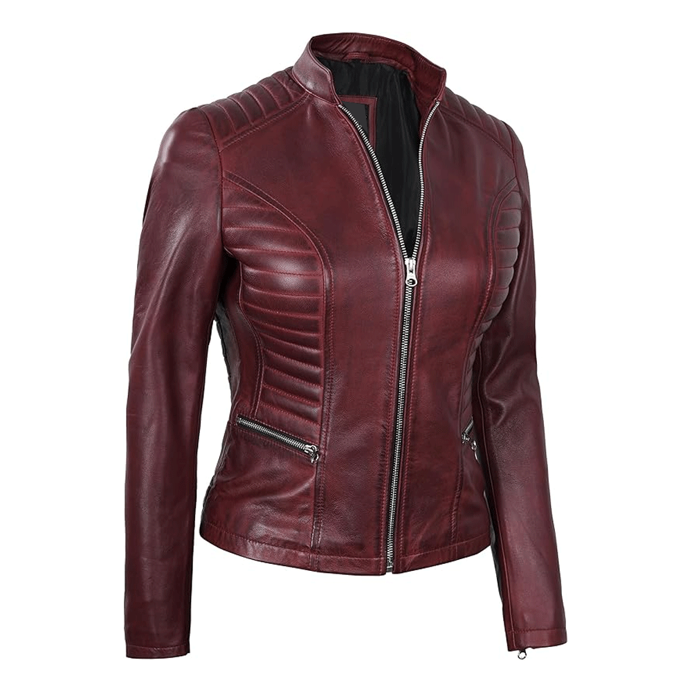 Women leather jacket classy casual look