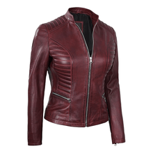 Load image into Gallery viewer, Turbo Women Leather Motorcycle Jacket
