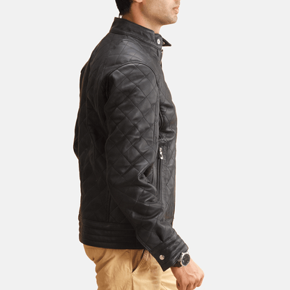 Turbo Black Leather Motorcycle Jacket