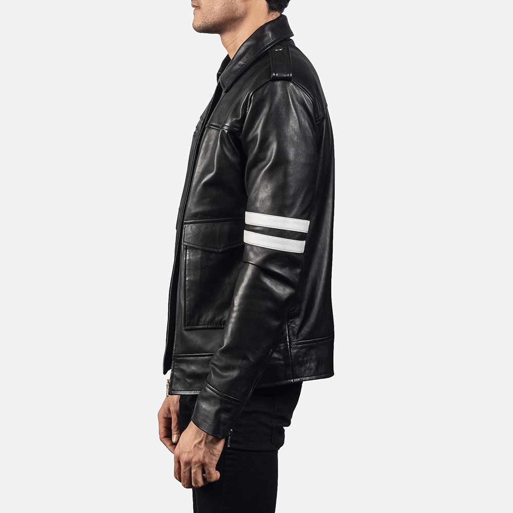 Mens leather jacket classic outerwear