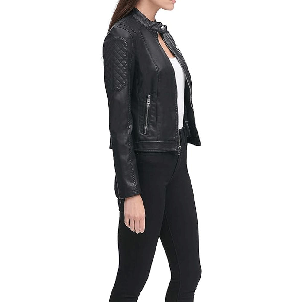 Women leather jacket fashionable outer layer