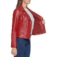 Load image into Gallery viewer, Turbo Women Leather Motorcycle Jacket
