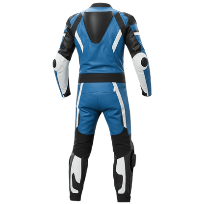 Suzuki racing motorcycle suit crafted from premium leather with CE armor for maximum protection and comfort.