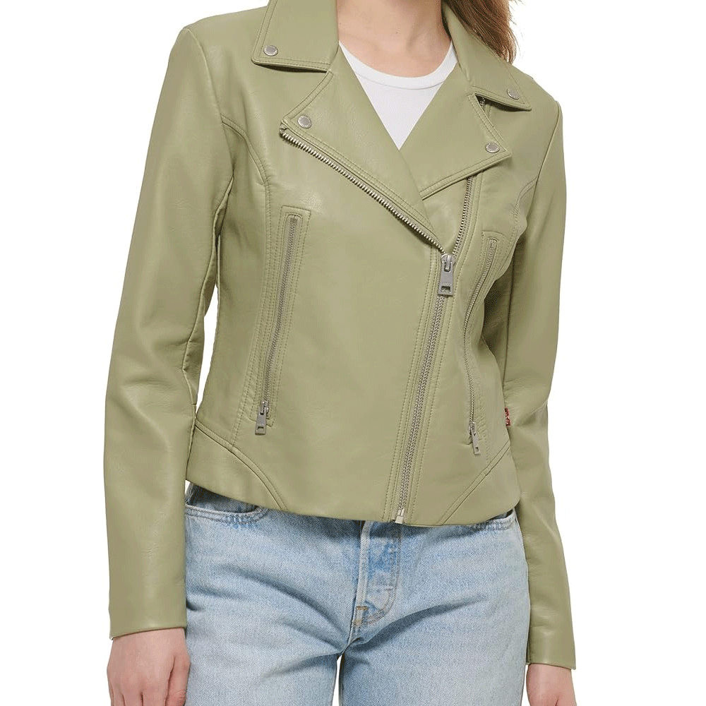 Women leather jacket street fashion wear