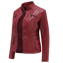 Load image into Gallery viewer, Turbo Women Leather Motorcycle Jacket
