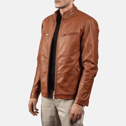 Turbo Brown Motorcycle Leather Jacket