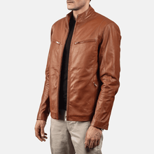 Load image into Gallery viewer, Turbo Brown Motorcycle Leather Jacket
