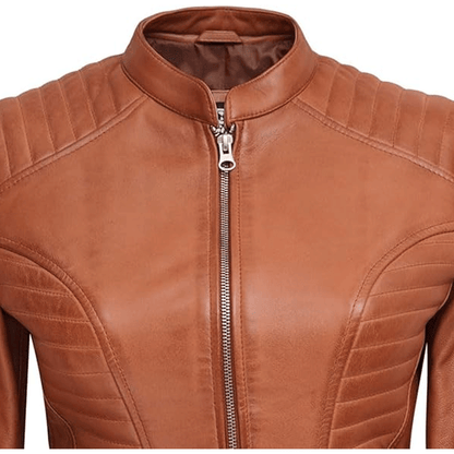 Turbo Brown Ladies Leather Motorcycle Jacket