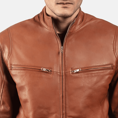 Turbo Brown Motorcycle Leather Jacket