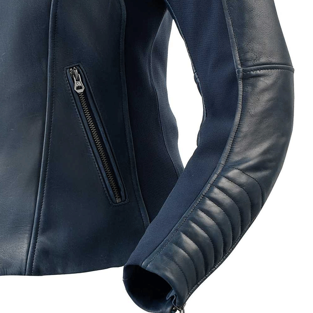 Turbo Blue Motorcycle Leather Jacket